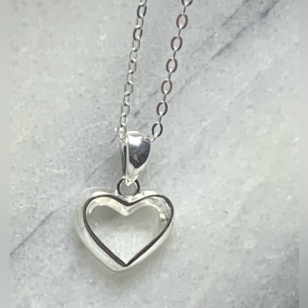 Sterling Silver Heart Pendant On 18” Chain